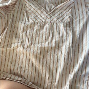LC Lauren Conrad Cream Blouse with Tan Stripes Plus Size